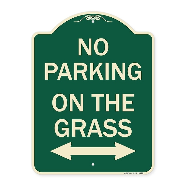Signmission No Parking on Grass W/ Bidirectional Arrow Heavy-Gauge Aluminum Sign, 24" x 18", G-1824-23689 A-DES-G-1824-23689 - main